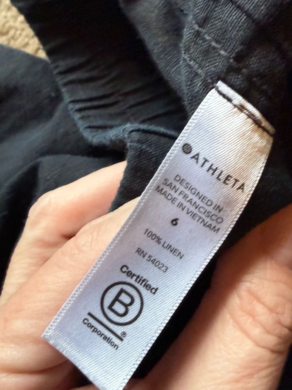 Athleta Drawstring 100 Linen Wide Leg Pants - Black sz 6 - Picture 4 of 6